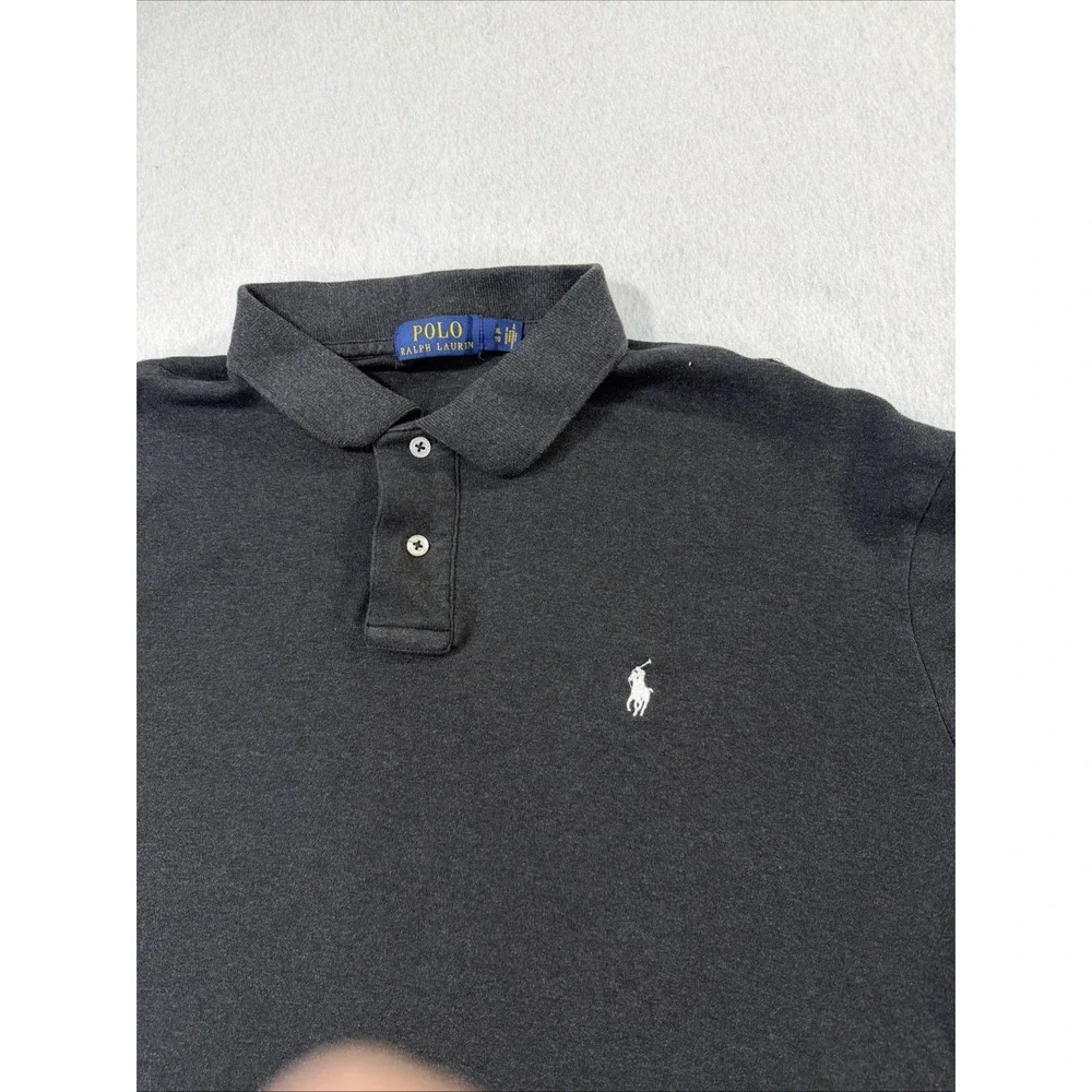 Polo Ralph Lauren Mens XL Charcoal Gray Solid Polo Shirt Custom Cotton